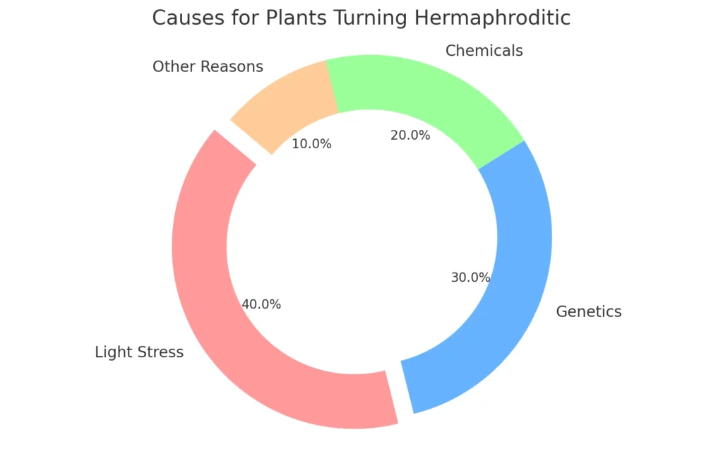 Here's the pie chart showcasing the common reasons for plants turning hermaphroditic.  